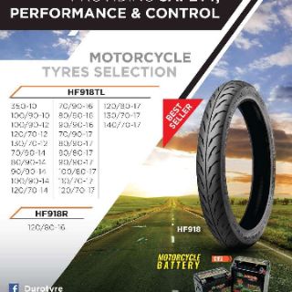 DURO TYRE TAYAR THAILAND TUBELESS 70/90-17 PIRRELLI DUNLOP VIVA ROSSO ...