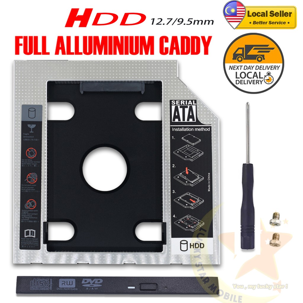 [READY STOCK]HDD Caddy Universal Aluminum 2nd HDD Caddy 12.7/9.5mm SATA