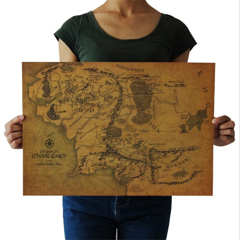 Vintage Middle Earth Map On The Lord Of The Rings Poster Home