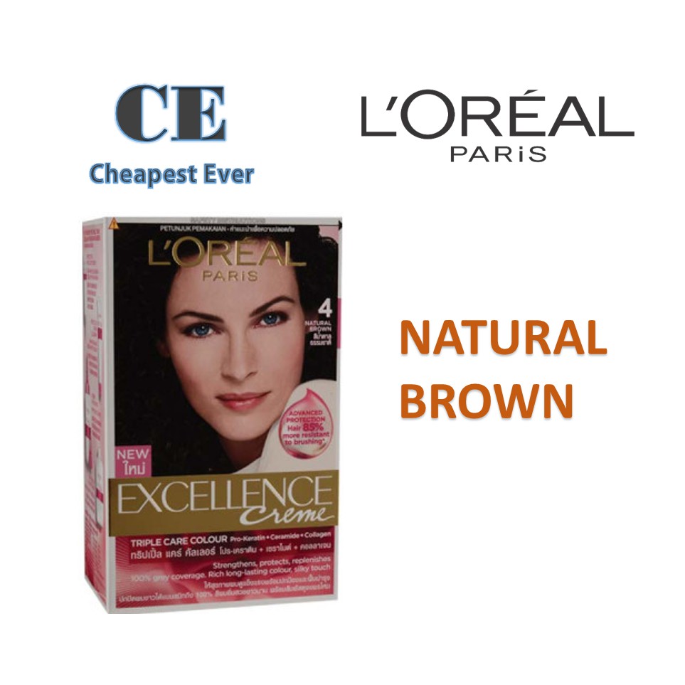 Loreal Excellence Creme No 4 Natural Brown Shopee Malaysia