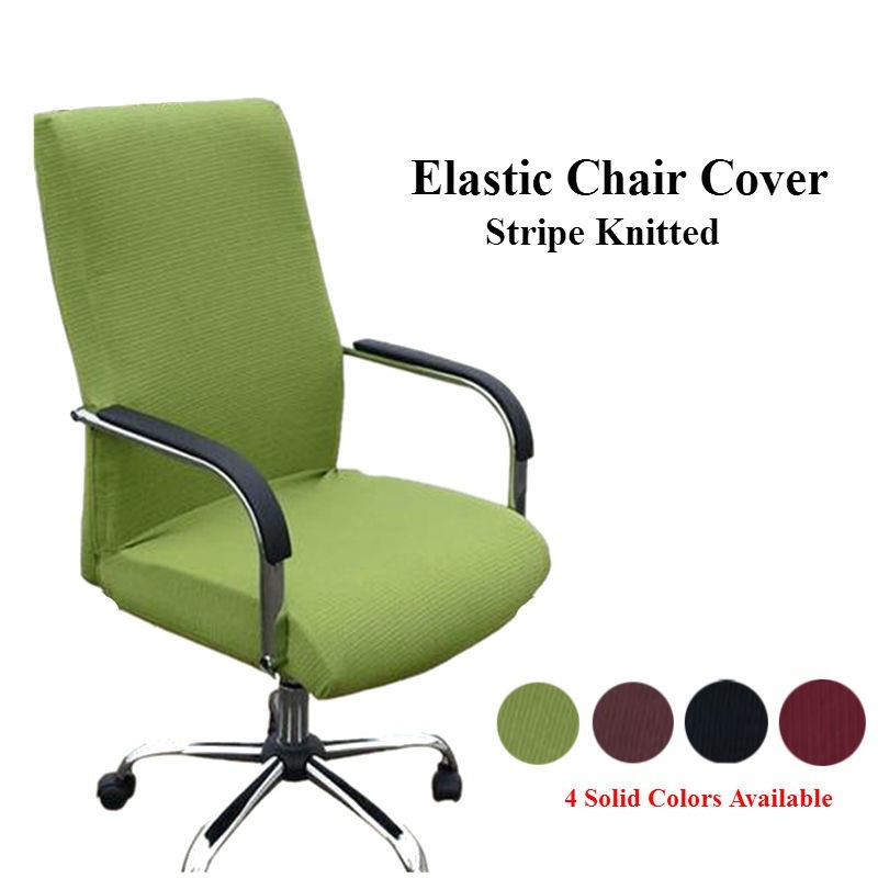 Solid Color Striped Knitted Elastic Armchair Office Computer Chair