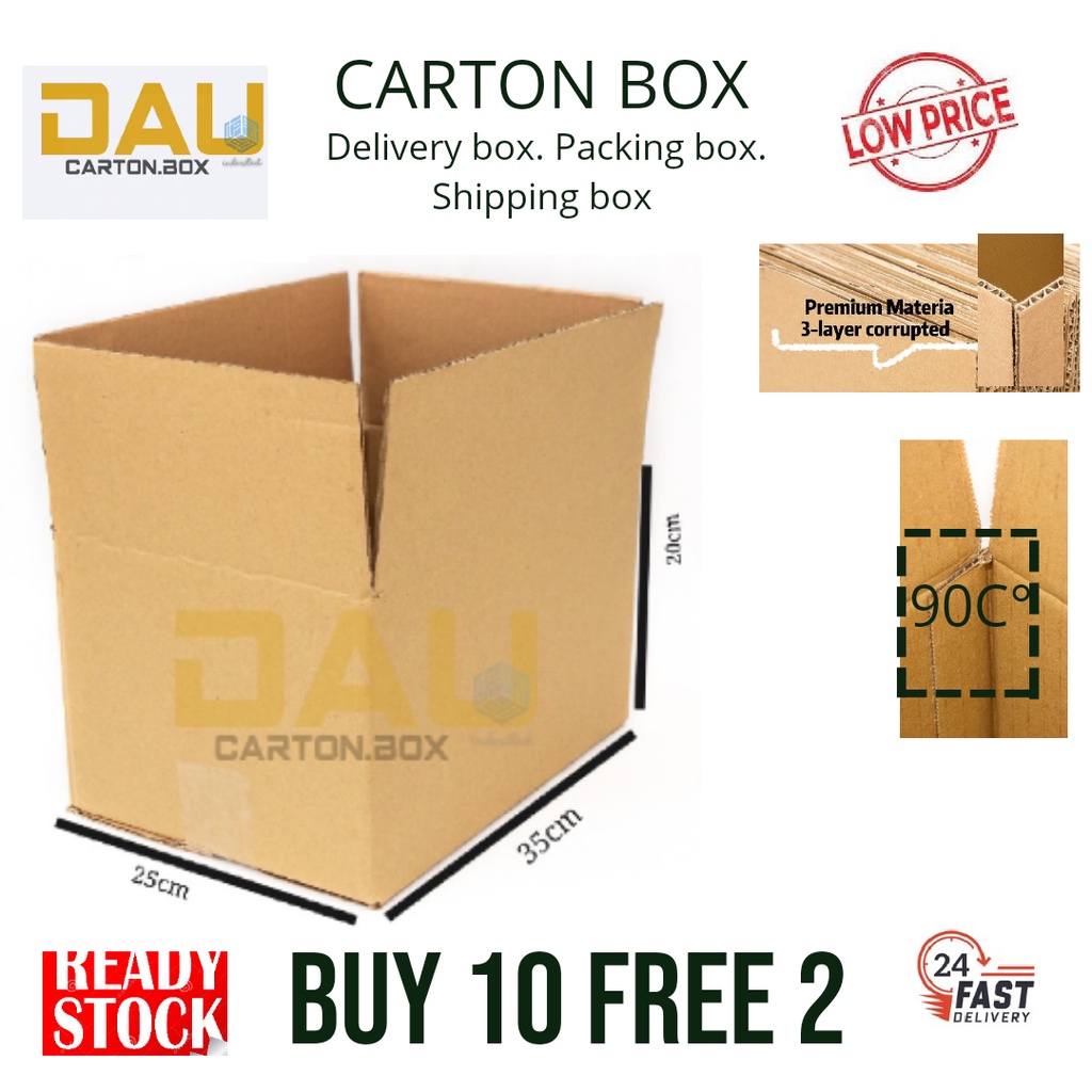 10 Free 2pcs Harga Direct Kilang Kotak Packing Box Gift Box Box Packaging Box Delivery Box 35x25x20cm Shopee Malaysia