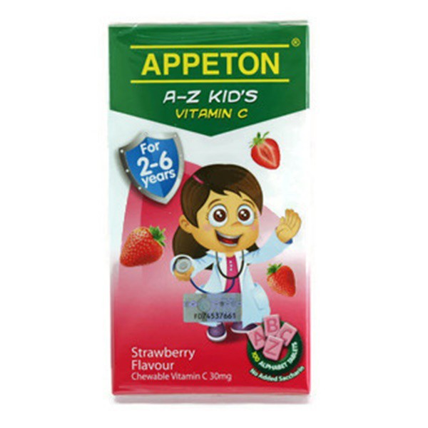 APPETON AZ KID'S VITAMIN C FOR 26YEARS STRAWBERRY FLAVOUR 100'S