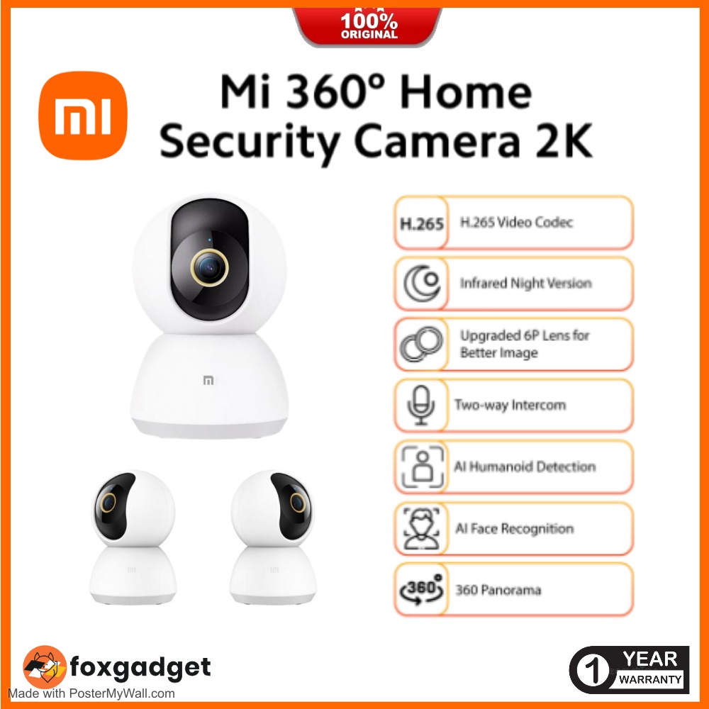 Xiaomi Mi 360° Home Security Camera 2K/ Infrared Night Version AI Human Detection AI Face Recognition CCTV-100% Original