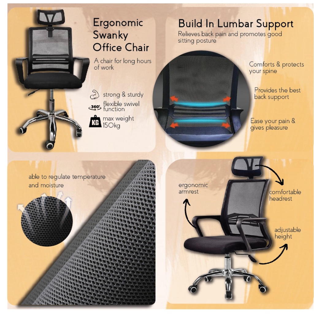 FINSSO: HIGH QUALITY Deluxe Office Chair with comfortable backrest