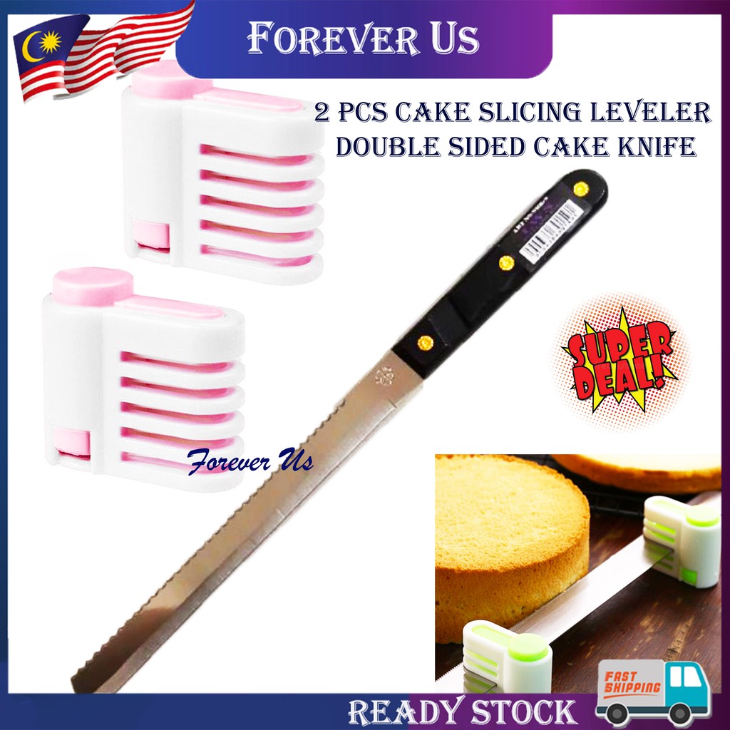 Cake Slicing Leveler Bread Cutter Slicer Double Sided Cake Knife Bread Knife Toast Slicing Knives Cake Slicer Pisau Roti