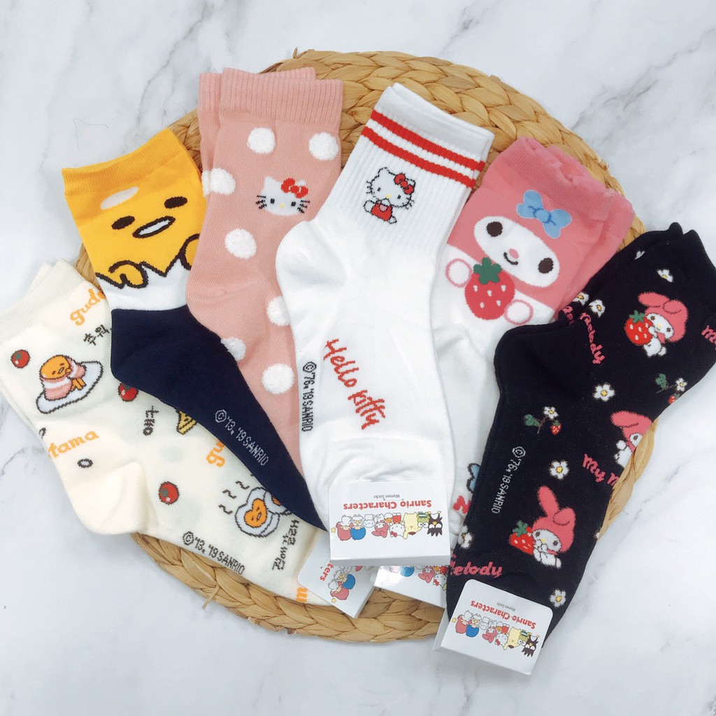 Sanrio Family gudetama hello kitty Korean Socks Stockings Striped Three ...