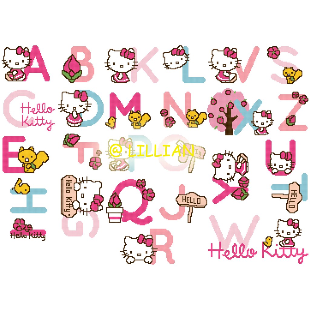 pdf pattern hello kitty alphabet alphabetical abc to z cross stitch digital pattern shopee malaysia