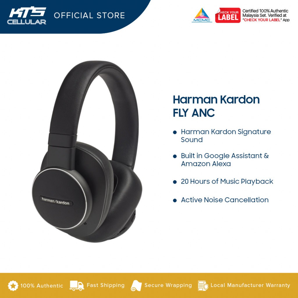 Harman Kardon FLY ANC Wireless OverEar NC Headphones Original 1 Year