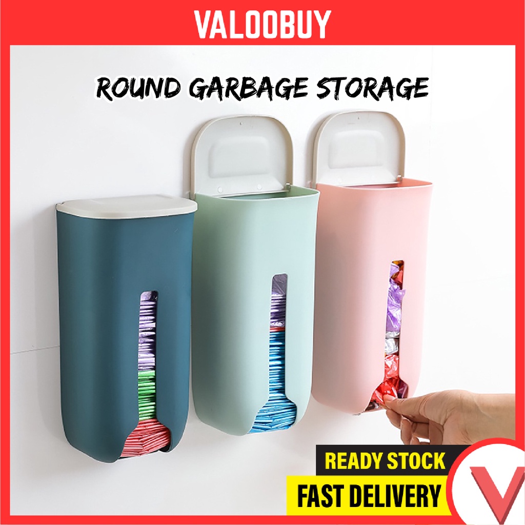 Round Garbage Bag Storage Box Plastic Dispenser Rak Plastik Sampah Wall
