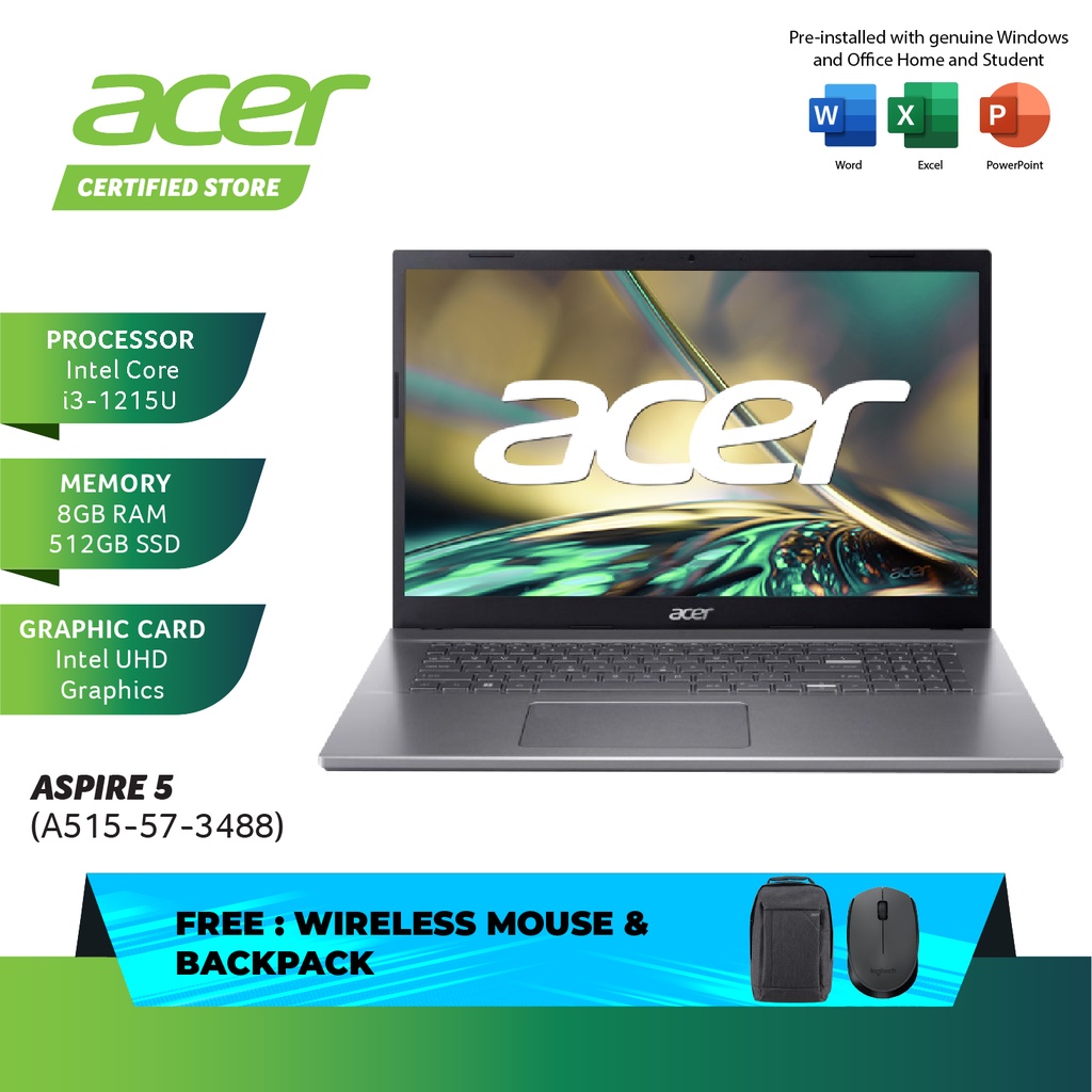 ACER ASPIRE 5 LAPTOP A515-57-3488/A515-57-52Y8 (I3/I5, 8GB, 512GB SSD ...