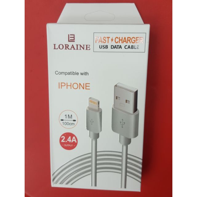 LORAINE FASTER $ charger( IPHONE)USB DATA cable . 1 M Safe charging & faster syncing