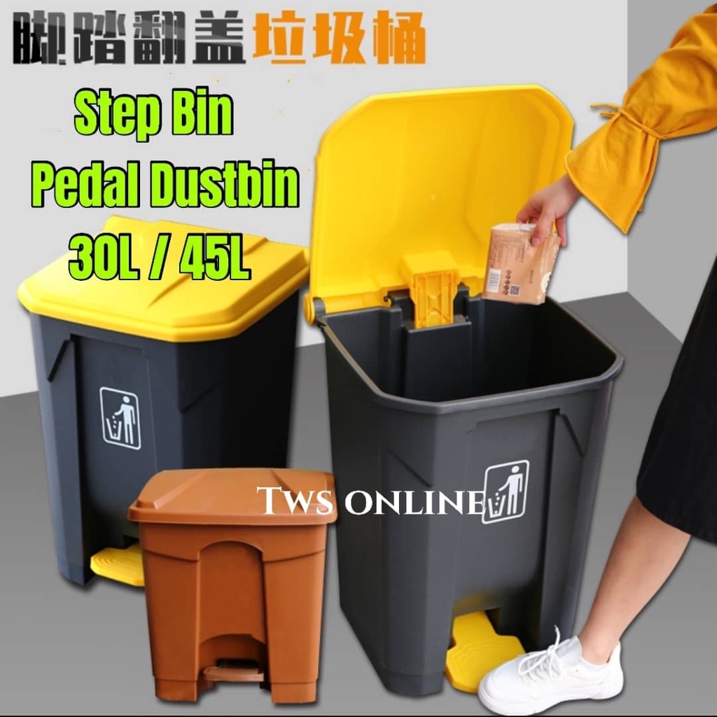 Curvaso Large Pedal Dustbin - 45L Or 68L Plastic Waste Bin For Home Kitchen - Multiple Colors