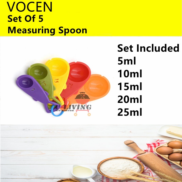 Vocen Set Of 5 Measuring Spoon Sudu Sukatan Plastik Shopee Malaysia 6041