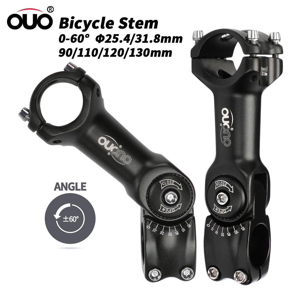 OUO Adjustable Bicycle Stem 25.4/31.8mm Bike Handlebar Stem Riser 0-60 Degree MTB Mountain Bike Bar Riser Bicycl Accessories