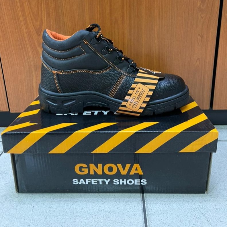 [DEFECT] SALE GNOVA Safety Shoe Steel Toe Cap Mid Sole Medium OR Low Cut Black Kasut Safety