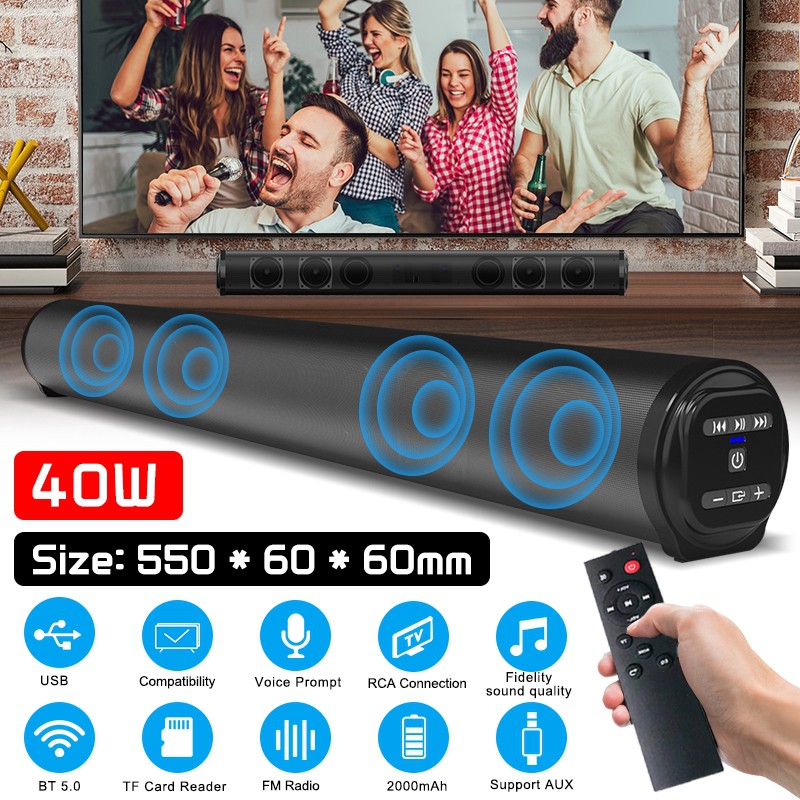 ⚡In Stock⚡ [With Remote] BS10 23 Inch Sound Bar 40W Wired Wireless Bluetooth 5.0 TV Soundbar With Subwoofer Home Theater Surround