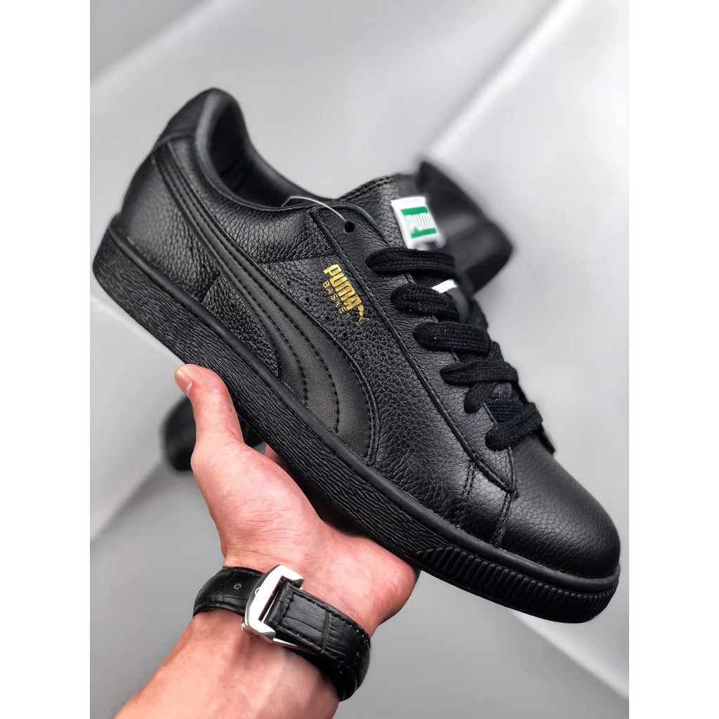 puma leather shoes black