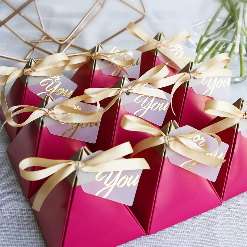 50/100/200pcs Heart Favor Ribbon Gift Boxes Candy Box Wedding Party Favor Decor 