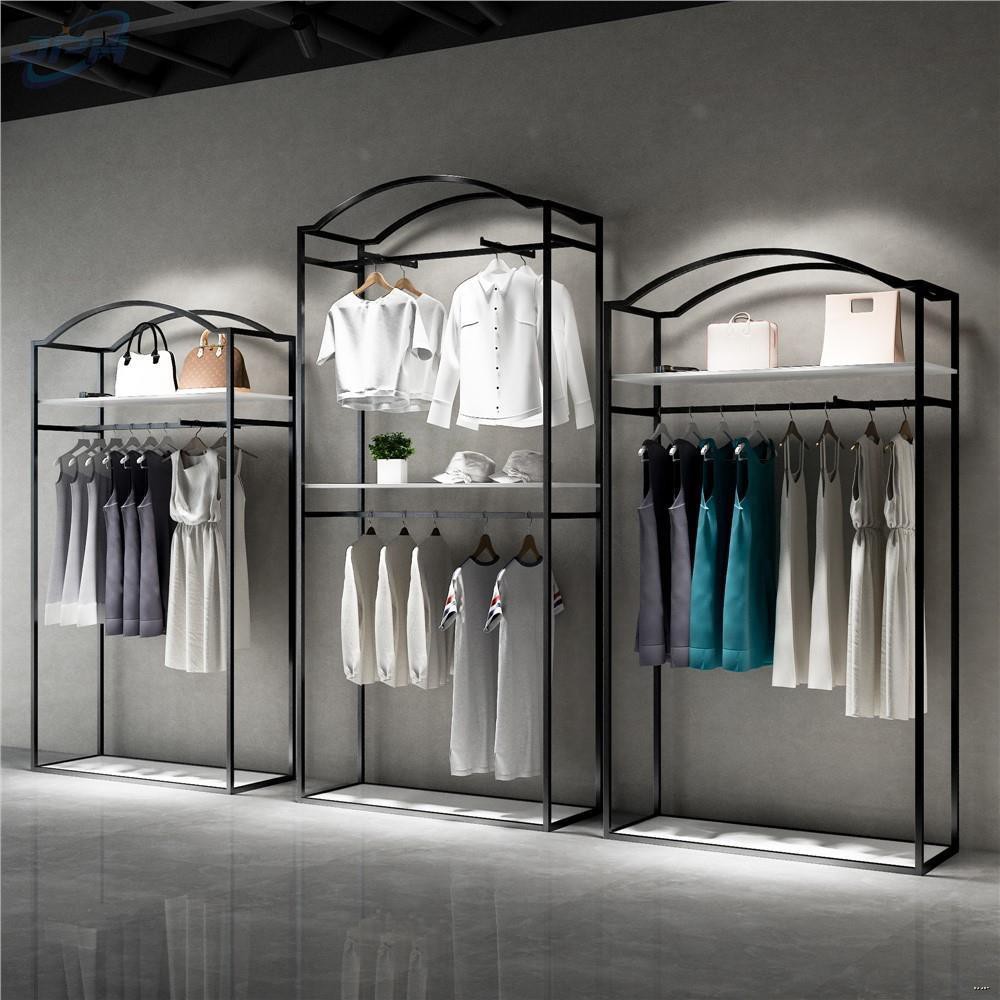 Clothing store display double hanger, men s and women shelves, wrought