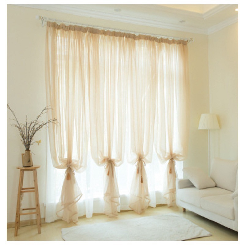 Solid Color Living Room Curtain Linen White Gauze Window Bedroom Balcony American Gauze Not Machining