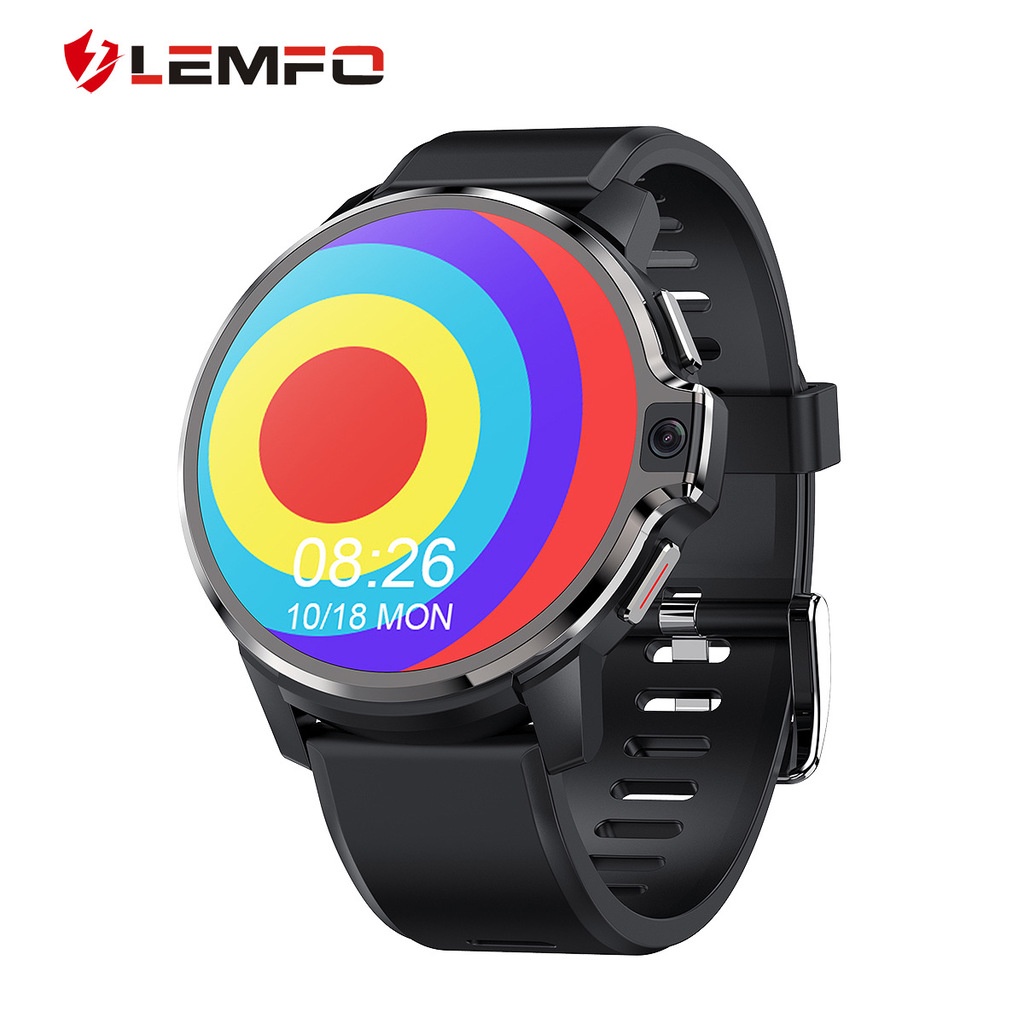 Lemfo 4+64g black technology large screen face recognition payment Bluetooth LEMP multifunction 4G smart watch male