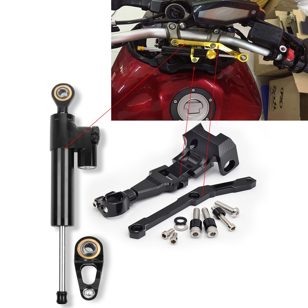 not tracer FXCNC Racing Motorcycle CNC Steering Damper Stabilizer Buffer Control Bar With Mounting Bracket Kit Full Set Fit For YAMAHA MT-09 MT09 2013 2014 2015 2016 2017 2018 2019 