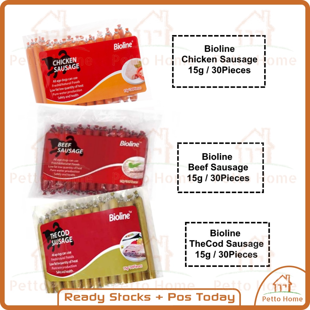 Bioline Sausage 30pcs Pet Sausage Dog Puppy Treat Sausage Stick Dog
