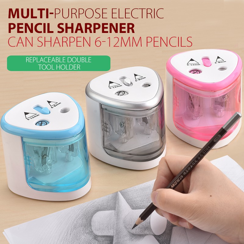 Tenwin Electric Pencil Sharpener Two Holes Desktop Student Automatic