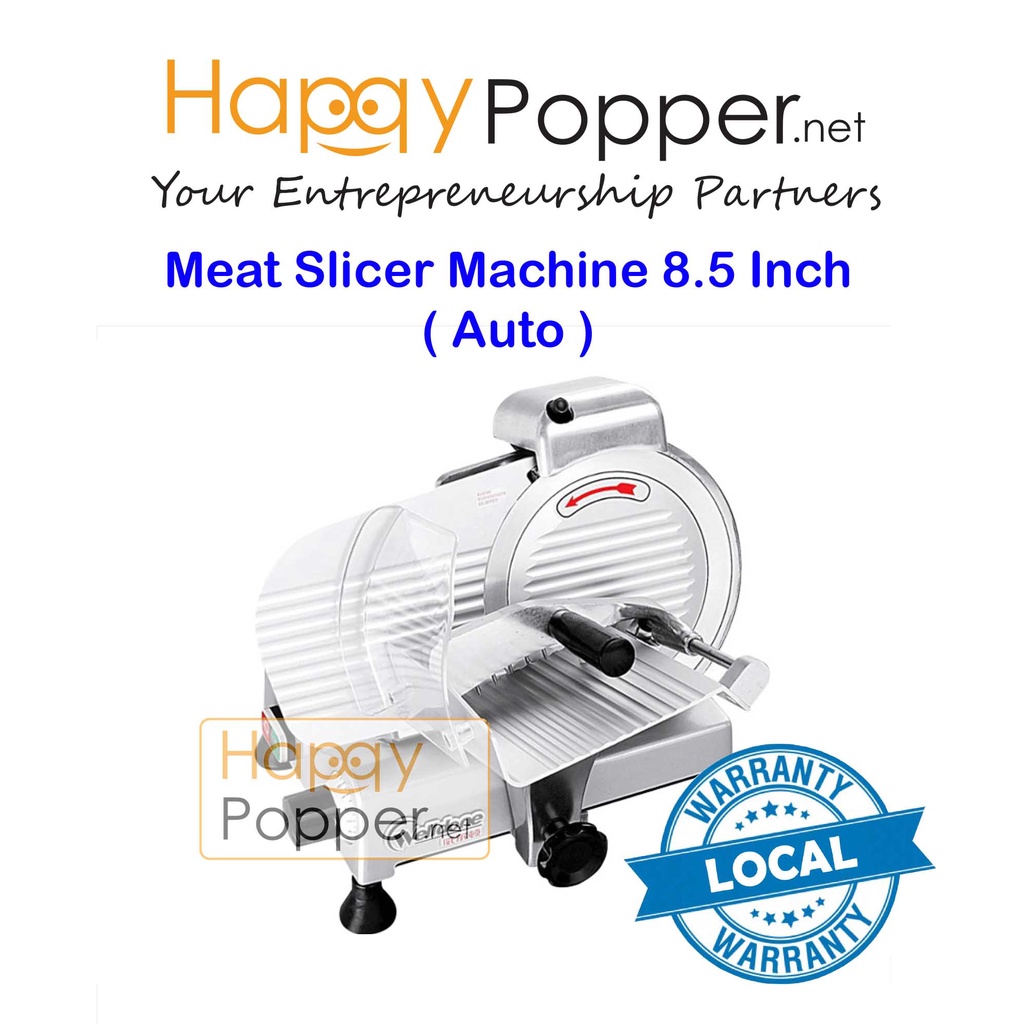 HAPPYPOPPER Commercial Mesin Hiris Pemotong daging Electric MEAT SLICER CUTTER MACHINE 8.5" INCH AUTO Heavy Duty