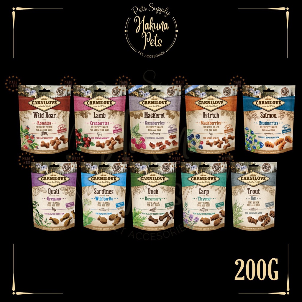 Carnilove Crunchy & Soft Dog Snack 200G (Dog Treats , Salmon, Lamb, Trout, Duck, Mackerel