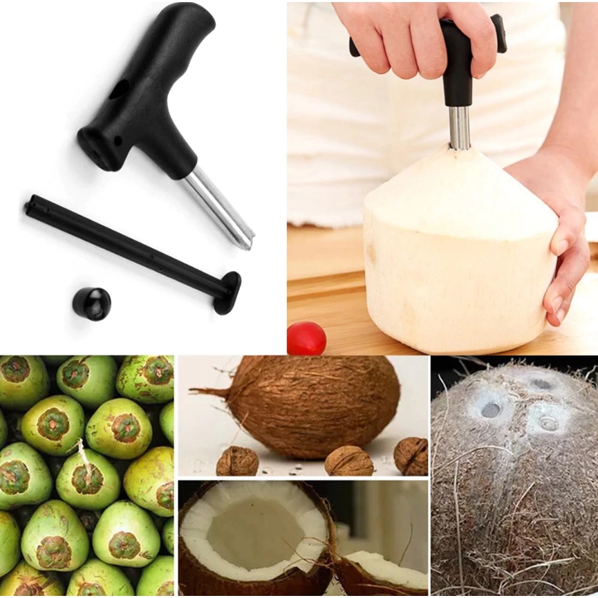 MKR Stainless steel coconut shell opener coconut hole opener coconut knife cover opener coconut drilling tool 开椰 开孔 椰子