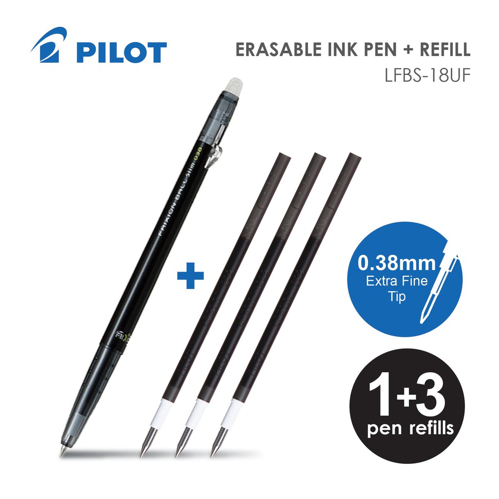 Pilot Frixion Ball Slim Erasable Gel Pen 0 38 Mm Black Refill 3 S Shopee Malaysia