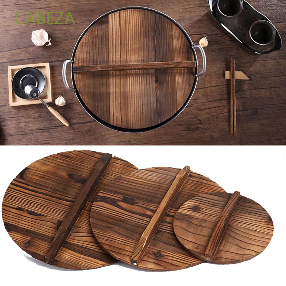 CABEZA Wooden Fir Wood Pot Lid Antiscalding Cookware Part Iron Pot