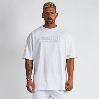 shopee shirt sleeve short dropped bodybuilding loose gym shoulder tops fitness clothing summer oversize tee cotton