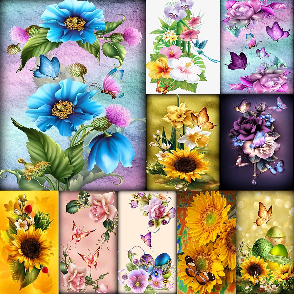 5D Flower Butterfly DIY Full Drill Diamond Painting Mosaic Kits