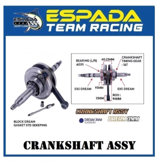 HYPER KING ESPADA EX5 DREAM CRANKSHAFT JACK 3MM 6205 BEARING 94mm rod