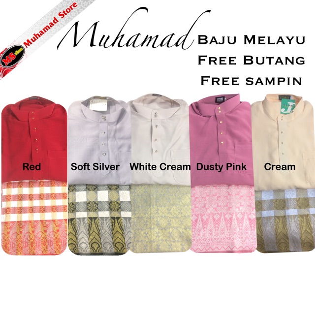 Muhamad Store Jutawan Baju Melayu Sepasang Saiz S, M, L & XL (Warna Pilihan) JBMSWP S-XL A1-A12