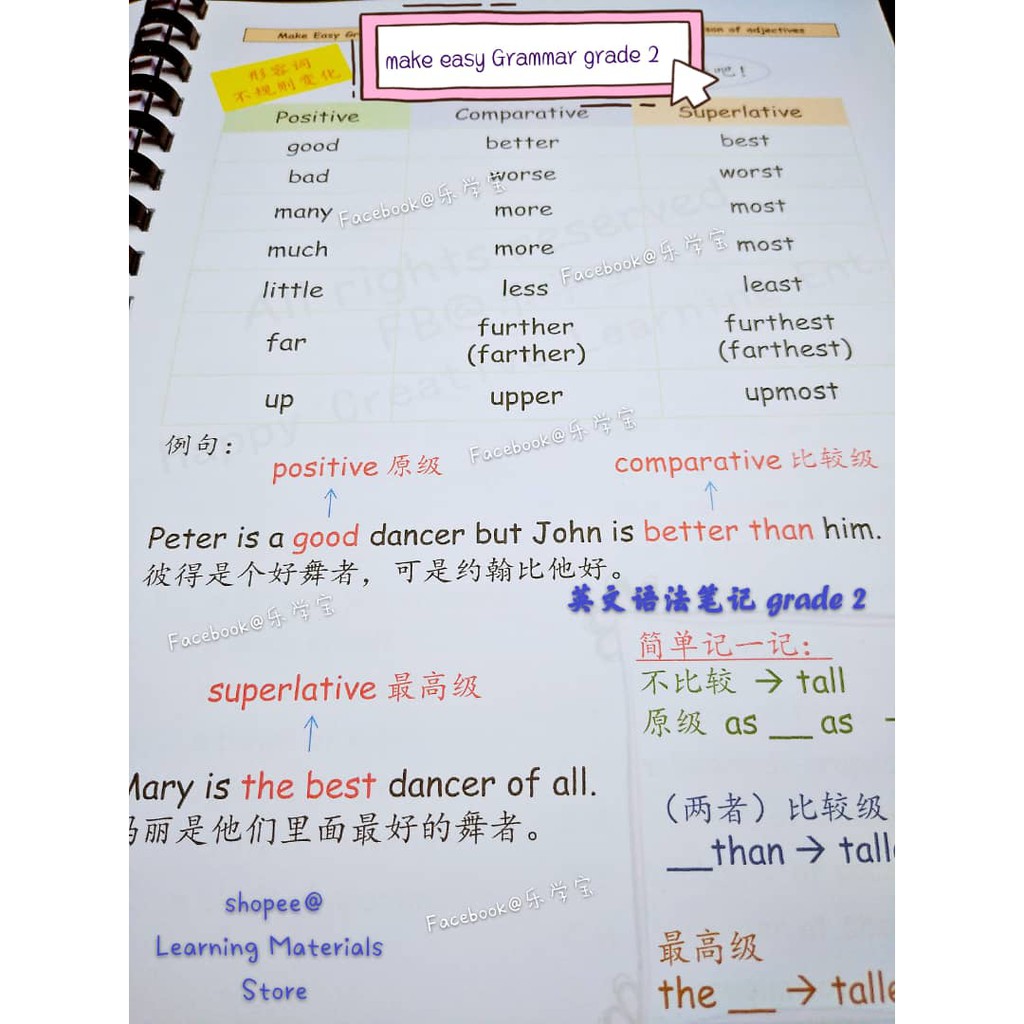 Buy English Grammar Grade 2 Make Easy Grammar 英文语法笔记本 Suitable For Standard4 5 6 合适4 5 6年级 Seetracker Malaysia