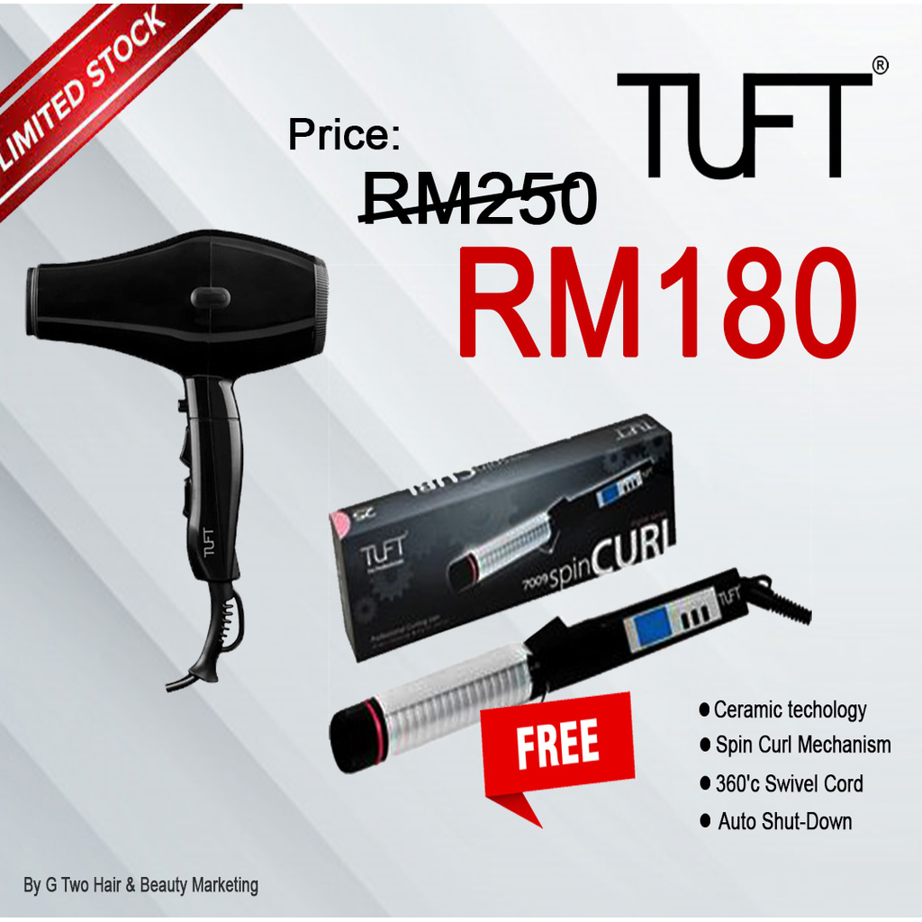 READY STOCK] Tuft Pro Hair Dryer 8701 FREE TUFT Pro Hair Curling Iron 31mm  - 100% Original | Shopee Malaysia