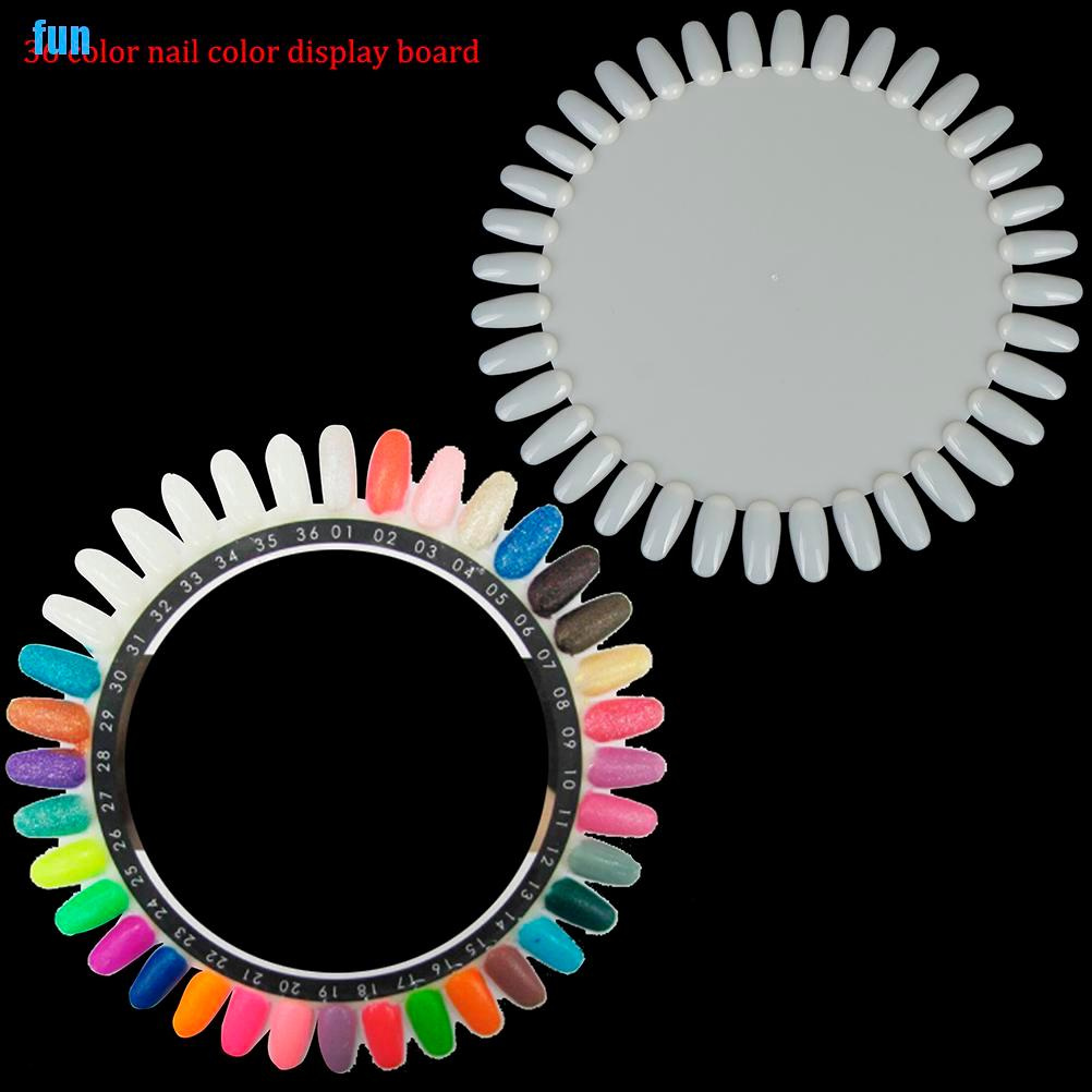 36 Colors Round Nail Polish Gel Color Palette Chart Display Art Tip ...