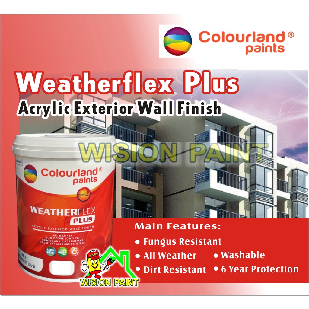 (5L) Weatherflex Plus / Colourland Paints / Acrylic Exterior Wall Finish / ( 49 Perfect Colours