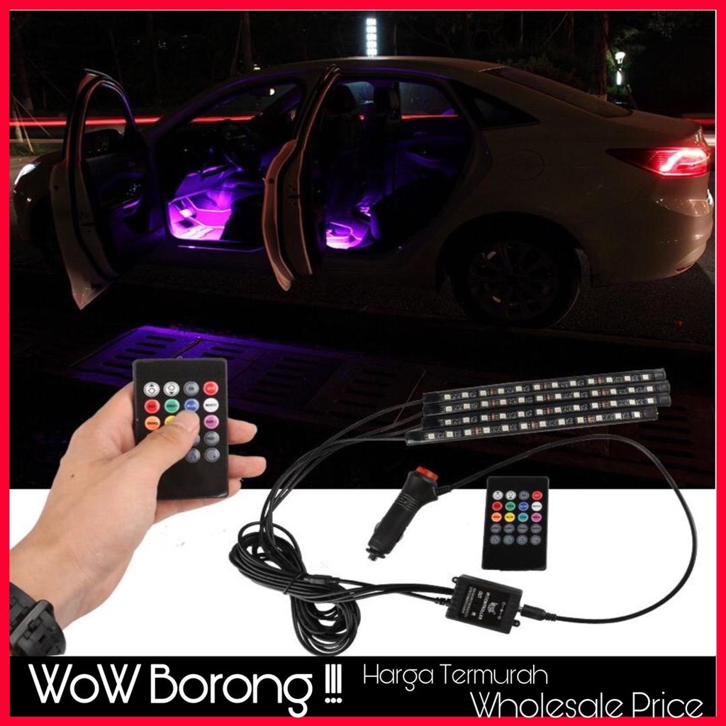 Wireless Remote Control Car RGB LED Interior Light Lamp Strip