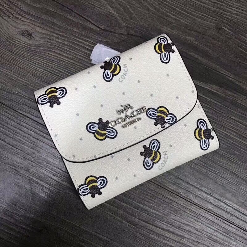 Limited time sale COACH 25972 new lady bee pattern three fold short clip  coin purse cute and cute | Shopee Malaysia