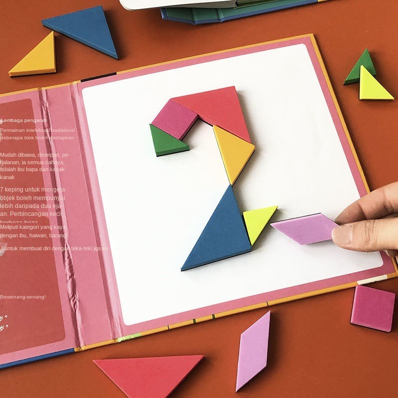 Jigsaw Teka Teki Tangram Kanak Kanak Untuk Tadika 3 4 5 Tahun 6 Perkembangan Pendidikan Awal Gambar Rajah Rata Magnet Shopee Malaysia