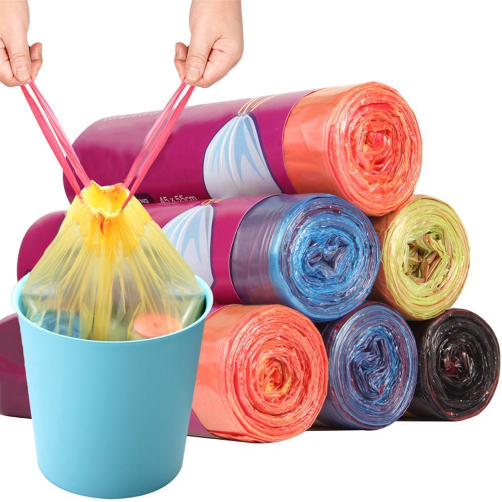 15Pcs/Roll Drawstring Garbage Bag 3 Roll Packing Household Automatic ...