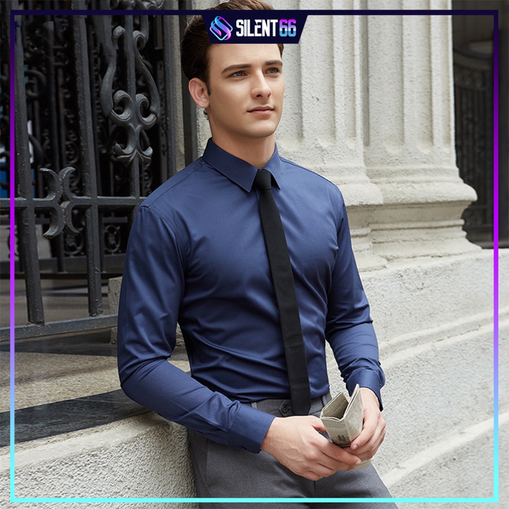 READY STOCK Men Formal Button Smart Casual Long Sleeve Slim Fit Kemeja Suit Shirt - LOUIS