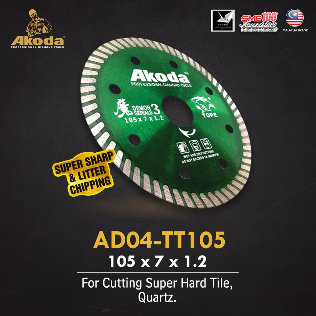 AKODA DEMON SERIALS 4'' DIAMOND BLADE THIN TURBO D3【READY STOCK