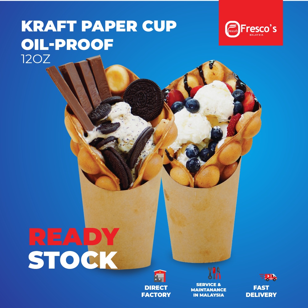 Egg Bubble Waffle Cup 12OZ Cup Bekas Waffle 50PCS Ice Cream Egg Waffle
