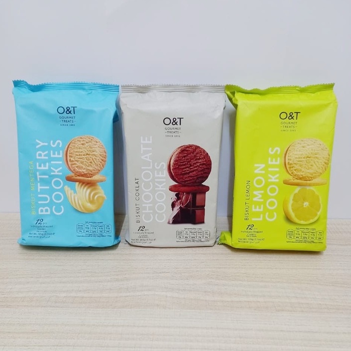 O&T Gourmet Treats Biscuit Buttery / Chocolate / Lemon Cookies (12pcs Individually Wrapped Cookies)